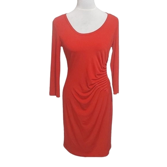 Calvin Klein Red Ruched Sheath Dress - Picture 1 of 6